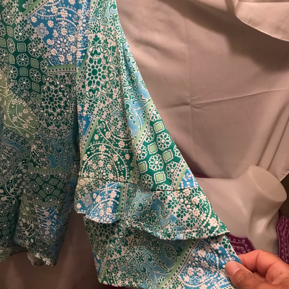Ruby Rd. Green And Blue Patterned Blouse - image 2